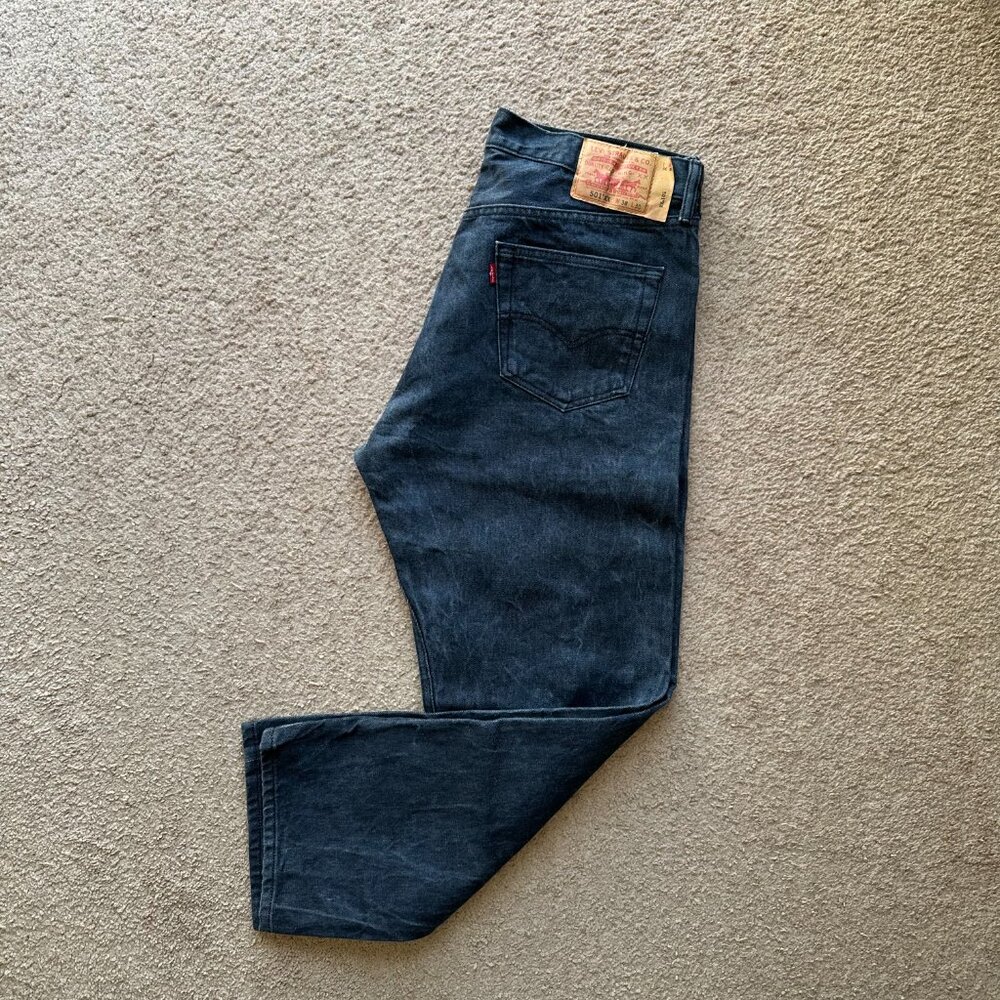 Levi 501xx Jeans Mens 38x30 Fit 36x28 Black Denim Button Fly Grunge Y2K